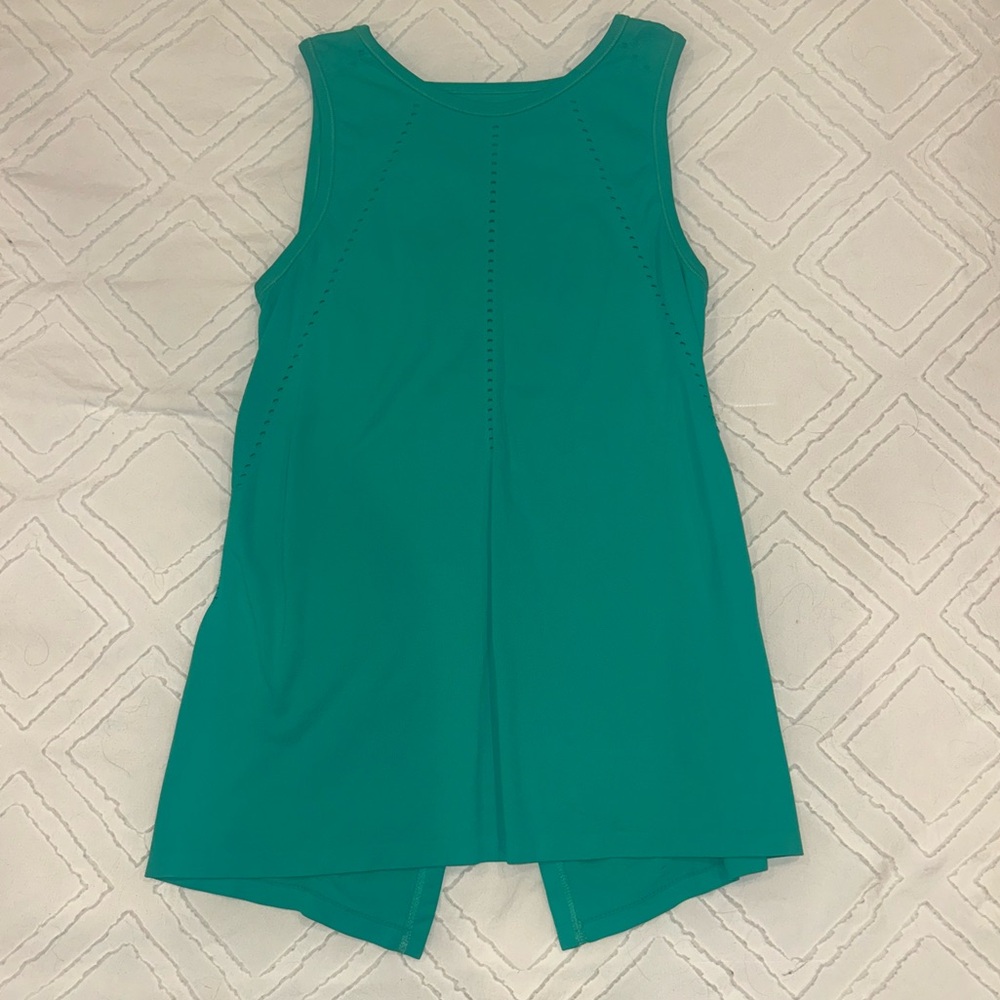 Athleta Sleeveless Teal Open Back Athletic Workout Top, XS